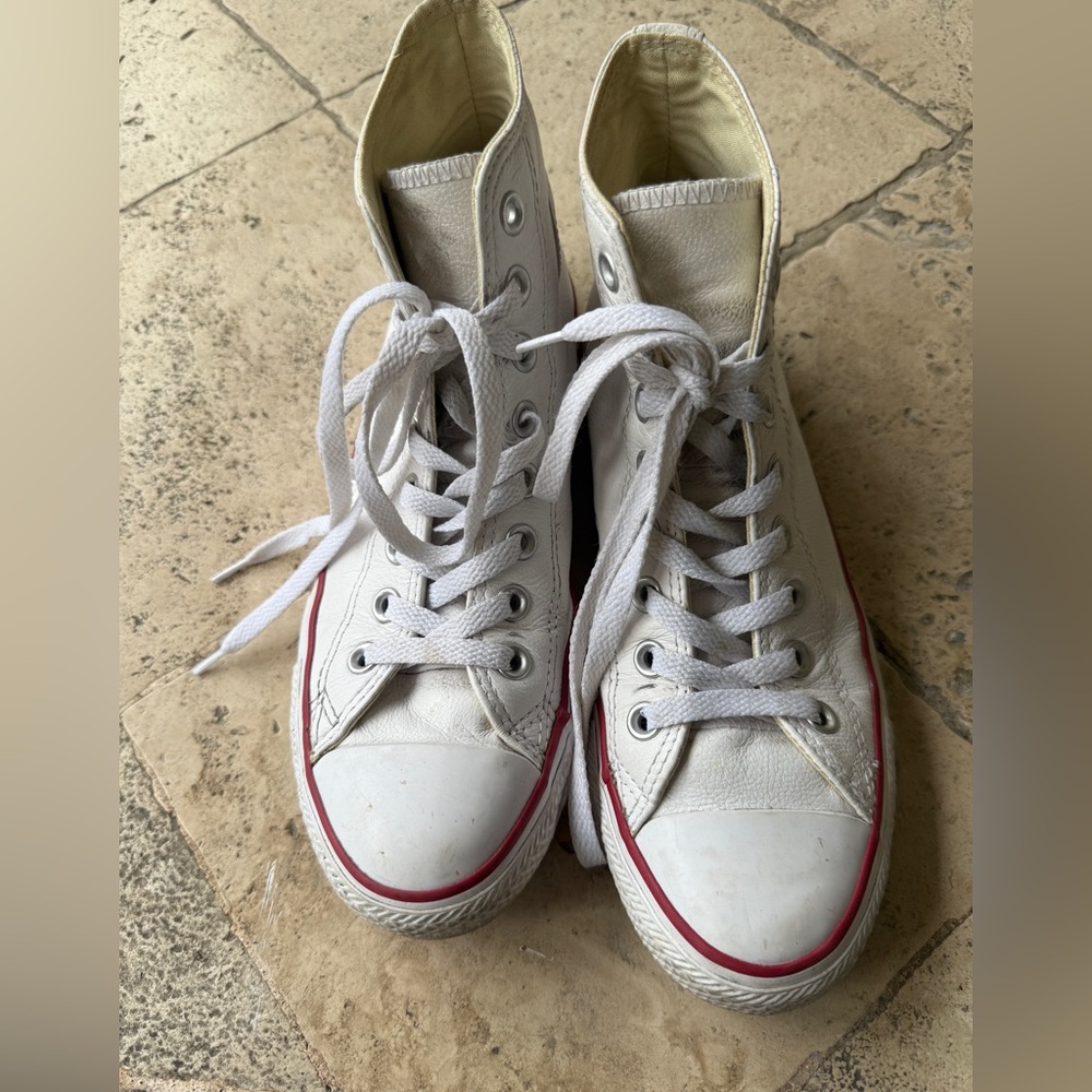 Converse Leather High Top All Star – White – Unisex 8.5W/6.5M